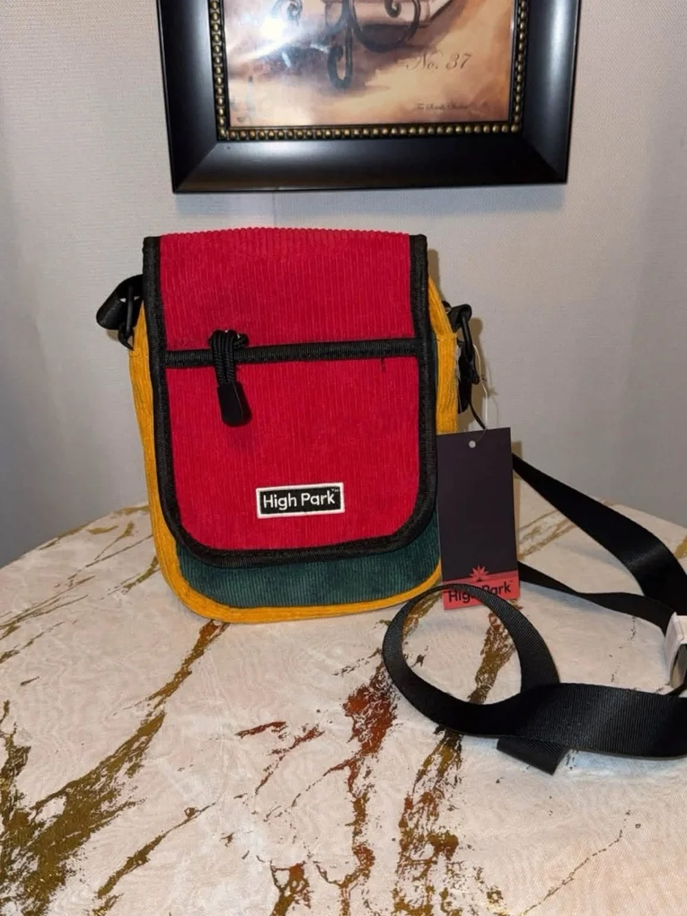 Paneled Corduroy Crossbody Bag